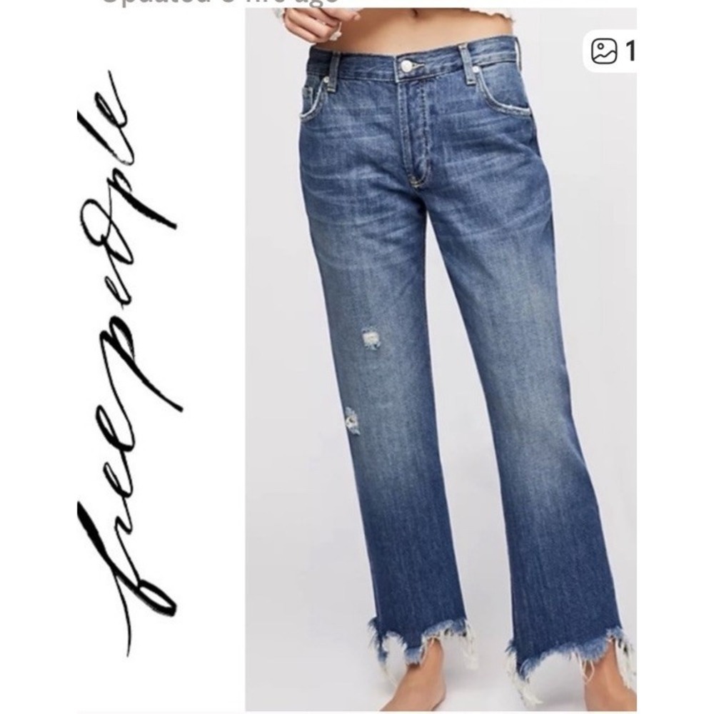 Free People We The Free Maggie Mid‎ Rise Straight Jeans Size 26 Button Fly Ankle
